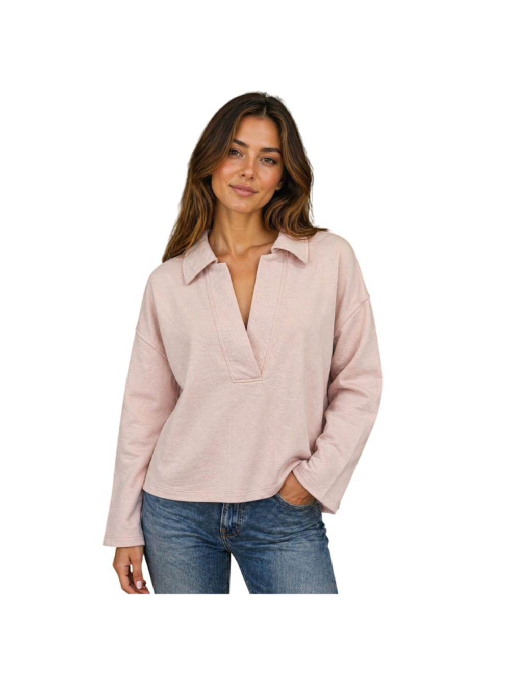 NWT banana republic light blush pink split neck slub oversized sweater XS NEW